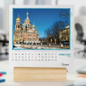 Small Square Wooden Base Calendar